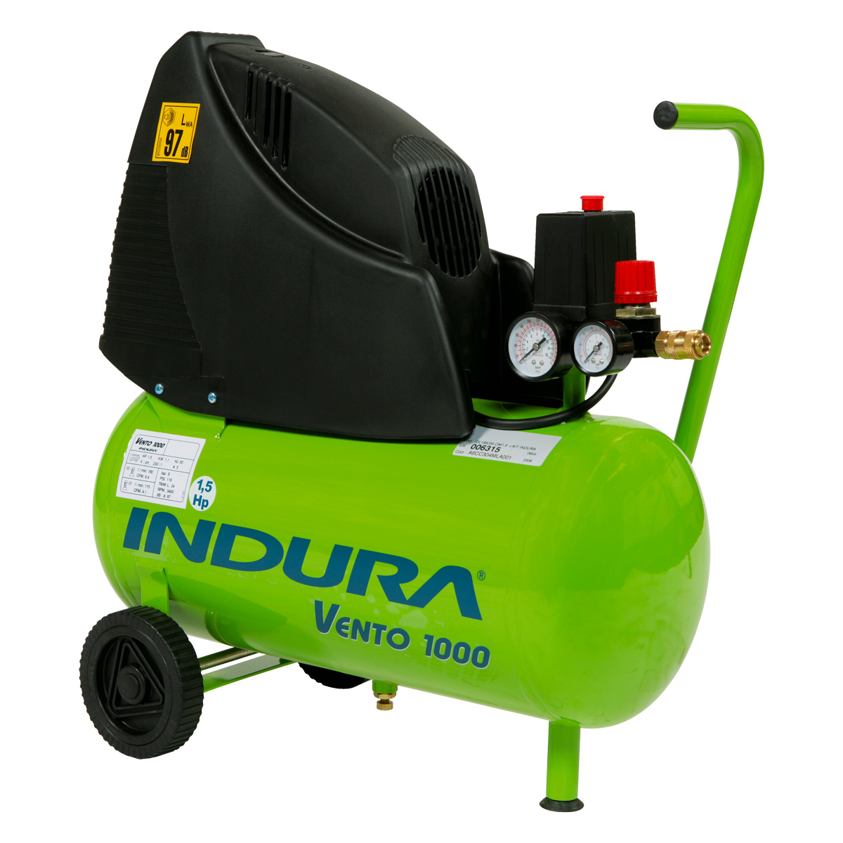 Compresor de Aire marca Indura Vento 1000 con Accesorios 1.5 HP -  TIENDEC.com